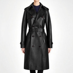 Disponibile: Cappotto <span class=keywords><strong>Trench</strong></span> Donna in Ecopelle <span class=keywords><strong>Verde</strong></span> Moda 2026, Lungo, Doppiopetto con Cintura, Giacca Elegante Invernale - Product Image 2