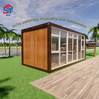 Cabaña de Techo Plegable Apex de 20 pies, Casa Contenedor Prefabricada con Acabado de Madera, Caseta de Guardia, Acero Aislado, Personalizado OEM ODM