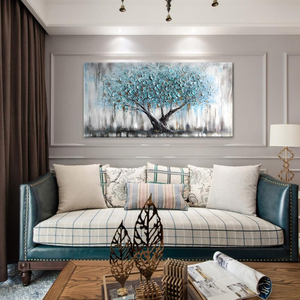 Cao cấp sang trọng trang trí cây lớn tường nghệ thuật làm bằng tay màu xanh vải sơn kết cấu hình ảnh hiện đại trang trí nhà sơn dầu - Product Image 3