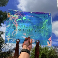 Sac fourre-tout réfléchissant arc-en-ciel brillant avec œillets métalliques, sac en PVC holographique transparent pour emballage cosmétique