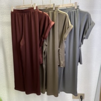 Ensemble d'Été Tendance pour Femmes, Décontracté, Ample, Couleur Unie, Chemise et Pantalon Deux Pièces, Vêtements Féminins en Tissu Acétate
