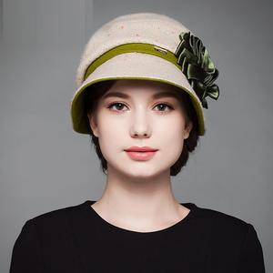 Nuevo Otoño Invierno lana sombreros <span class=keywords><strong>sombrero</strong></span> elegante caliente suave Panamá mujeres flores <span class=keywords><strong>cuenca</strong></span> Fedora sombreros mujer adulta Iglesia gorras h6742 - Product Image 4
