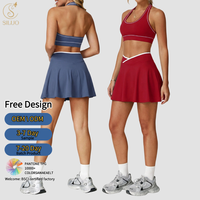 Set Olahraga Dua Potong dengan Logo Custom, Bra Olahraga U-Back, Rok Tenis, Bahan Bernapas, Elastis, Menyerap Keringat, UPF 50