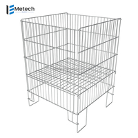 Panier d'affichage pliable de solution de stockage de détail de poubelle en fil métallique