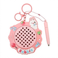 Porte-clés en peluche avec tableau de dessin magnétique en plastique à motif de dessin animé mignon, jouet pendentif avec enregistrement sonore électrique pour enfants, sac d'école, fête