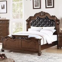 [Stock US] Magnifique lit moelleux en bois de pin massif traditionnel, capitonné en similicuir, expédition rapide depuis l'entrepôt US, accepte le dropshipping