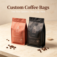 Sachet de café en aluminium thermoscellable avec fermeture éclair et valve, qualité alimentaire, pochette verticale pour acheteurs en gros et marques