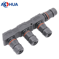 Connecteurs étanches AOHUA de type 2 broches 10A 2, 3, 4 voies IP68 pour faisceau de câbles de distribution et répartiteur d'alimentation LED PA66