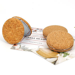 Espejo de Maquillaje Portátil de Corcho Natural con Logotipo Personalizado, Espejos Mini Retro de Metal para Actividades Promocionales de Marca Corporativa - Product Image 1