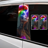 Autocollant universel personnalisé en vinyle imperméable pour pilier B de voiture, effet arc-en-ciel laser, 2 pièces, pour décoration extérieure de fenêtre