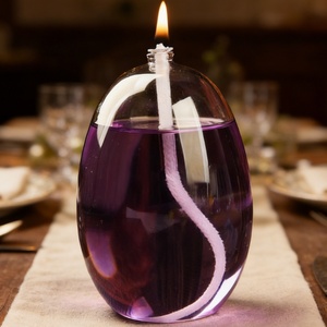 Lámpara de aceite redonda de cristal colorida <span class=keywords><strong>para</strong></span> mesa |   Antorcha de Jardín con Mechas de Fibra de Vidrio y Repuesto de Mecha Nuevo - Iluminación Decorativa <span class=keywords><strong>para</strong></span> Exteriores - Product Image 6