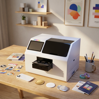 Impresora UV Inteligente A5 Totalmente Automatizada para Impresión Personalizada de Insignias, Imanes, Adornos, Posavasos y Fundas para Teléfonos, Impresora UV de Cama Plana