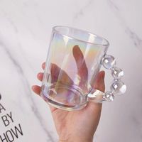 Tasse à thé créative avec poignée à bulles, verre résistant à la chaleur, tasse à café en verre coloré avec poignée, 350 ml, tasse à boire en verre