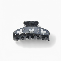 Pince à cheveux pour filles, mignonne, faite à la main, en acétate, motif cœur, papillon et cerise, pour chignon volumineux, type pince requin