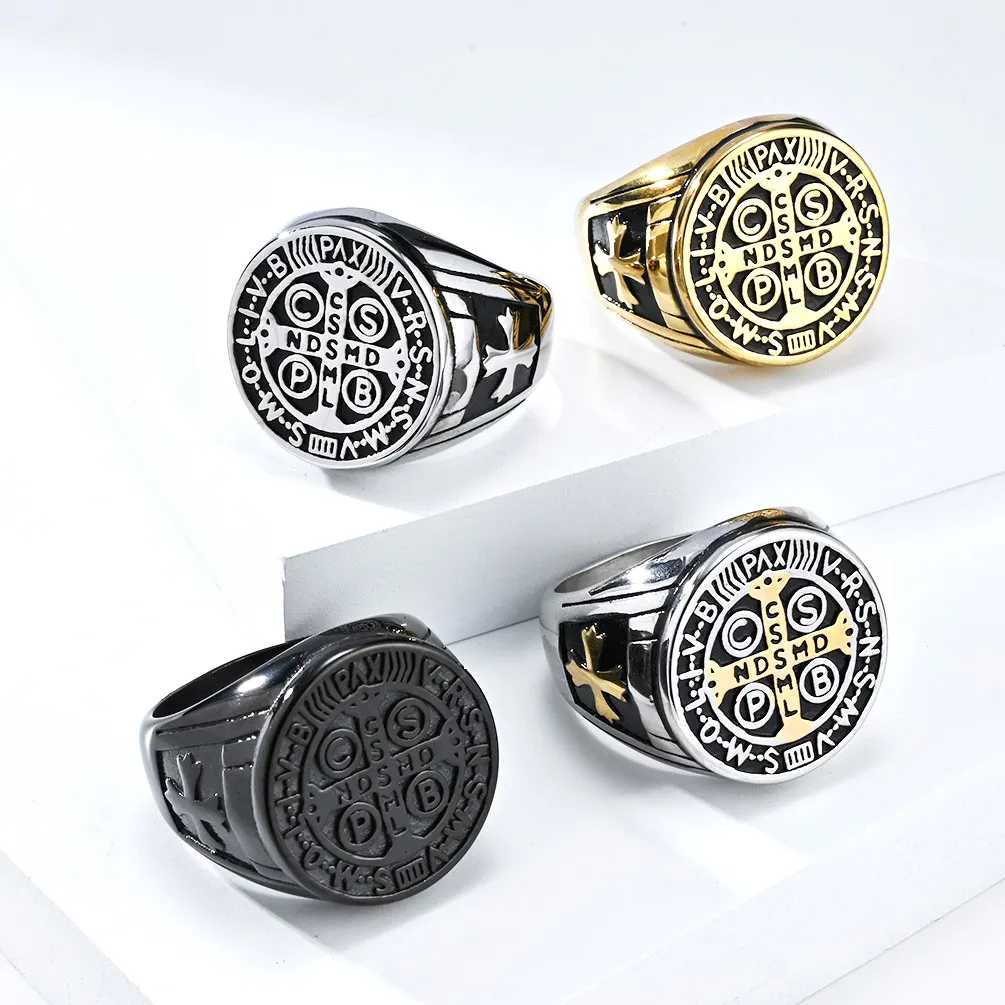 Schmuck schmuck großhandel mode schmuck individuell retro-stil exorzist titanstahl kreuz ring persönlichkeit punk herrenring