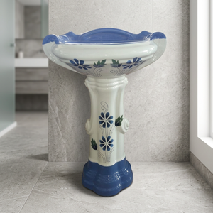 Lavabo de baño de cerámica, soporte de lavado de doble nivel, Pedestal completo, lavabo musulmán Wudu, lavabo de cerámica de ley - Product Image 4