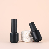 Flacon de vernis à ongles en plastique noir mat cylindrique de 4,5 ml avec pinceau et bouchon, récipient anti-fuite pour gel à ongles