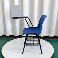 Chaise d'école en plastique moderne avec tableau d'écriture, design empilable, taille standard, fabricant de mobilier scolaire