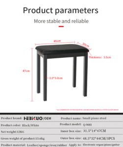 Taburete de <span class=keywords><strong>música</strong></span> para teclado de cuero Pu de hierro profesional, Banco de Piano negro, accesorios para instrumentos musicales, Q-90H - Product Image 3