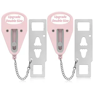 Pink Portable Door Lock Heavy Duty Extra Lock for Additional Privacy and Safety in Hotel Apartment/ Prevent Unauthorized Entry