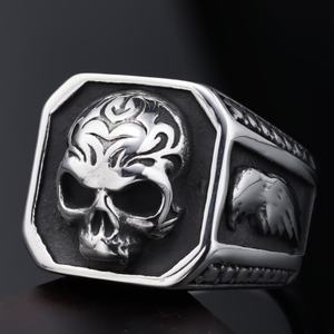 Roestvrijstalen Schedelring Vintage Gotische Heren Ring Custom Skull <span class=keywords><strong>Bird</strong></span> Design Roestvrijstalen Ringen Schedels Sieraden - Product Image 3