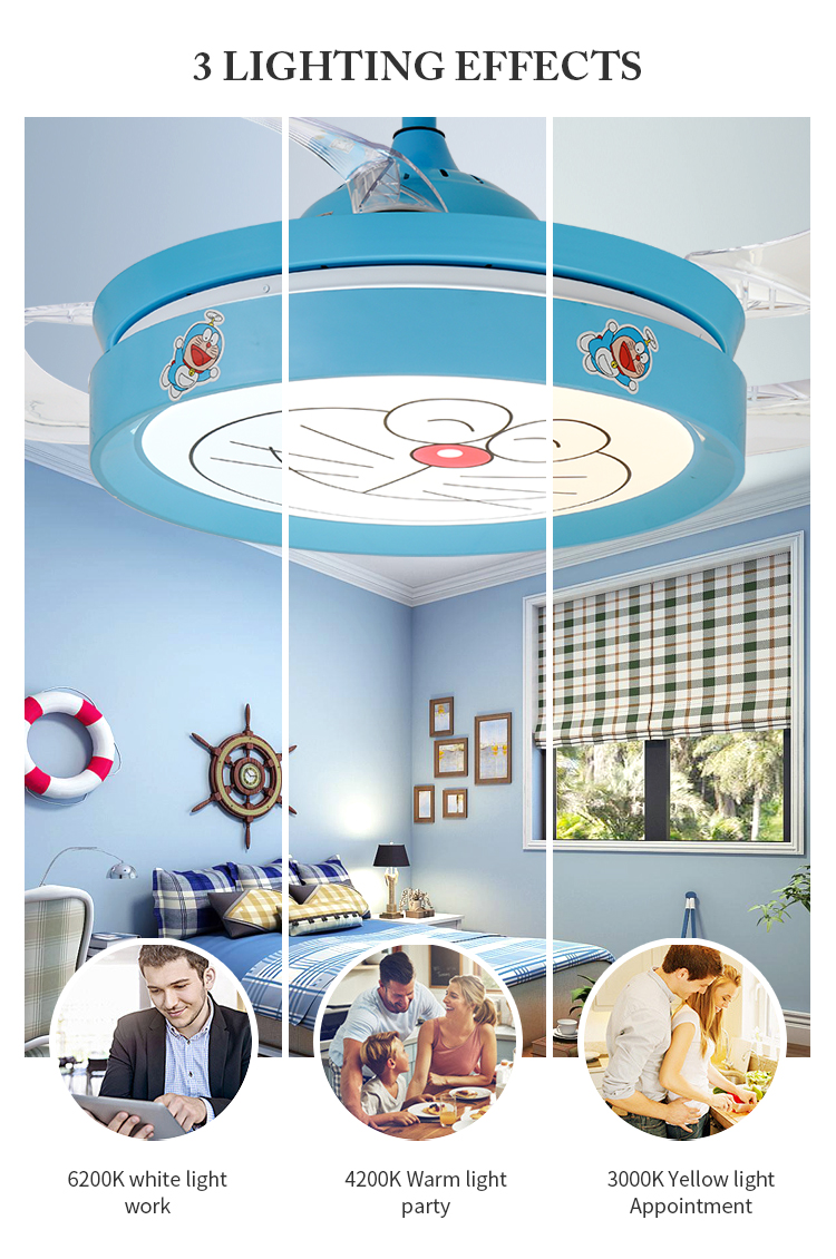 Breezelux 3 lighting effects children's bedroom light with fan