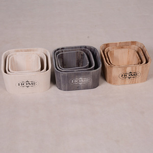 Rustic Wooden Flower <b>Pots</b> Square Indoor Home Decor Planters For <b>Succulents</b> Desktop Or Floor Standing - Product Image 2