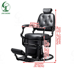 Silla de Barbero Profesional Jincheng, Totalmente Negra, Estilo Retro, Estructura Resistente, para Salón de Peluquería - Product Image 6