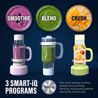 Mixeur personnel portable avec poignée, couvercle anti-fuite, mousseur à lait, pour smoothies, compatible porte-gobelet, presse-agrumes électrique, pour voyage, voiture, hôtel