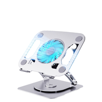 Support d'Ordinateur Portable en Métal à Rotation 360°, Pliable et Portable, Réglable avec Ventilateur de Refroidissement pour Bureau et Studio