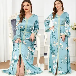 Eid al-Fitr High Quality Arab Dubai Islamic Floral Abaya Kaftan Women's Muslim Dresses Manufacturer 2023 ethnic clothing
