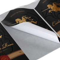 Etiquetas de Papel Autoadhesivas Impermeables Impresas Personalizadas, Etiquetas para Botellas con Logotipo en Relieve de Lámina Dorada, Rollo de Etiquetas para Vino, Cerveza y Whisky