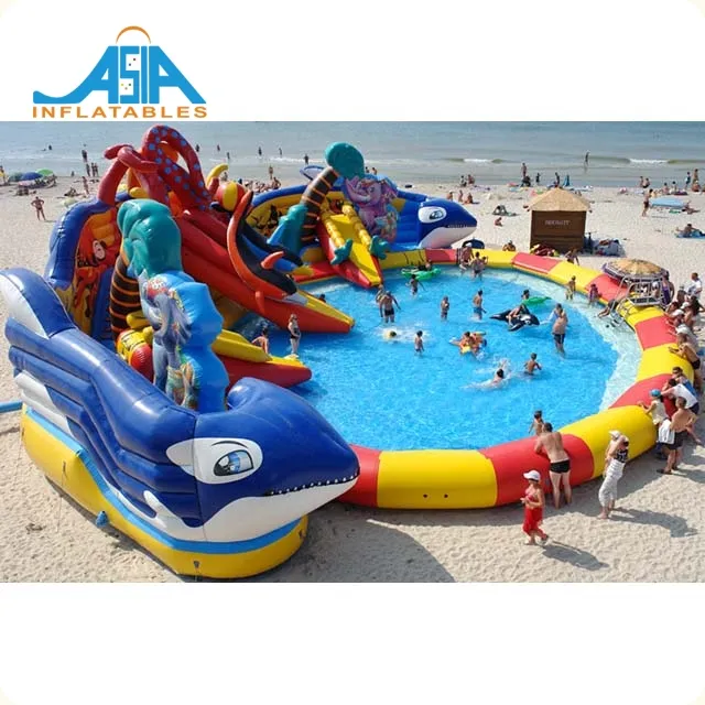Inflável gigante Parque Aquático Parque Em Terra Para Crianças dos miúdos, Equipamento do Parque de Diversões
