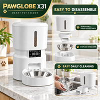 Pengumpan Hewan Peliharaan Otomatis 4L Kamera Ganda Kontrol Porsi Terjadwal Anti Macet Dispenser Makanan Kering dengan Mangkuk Stainless Steel Pawglobe