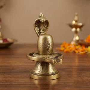 Premium Quality Handmade Brass <b>Shivling</b> 4 Intricately Designed Animal Pattern Sculpture at Bulk Price from India - Product Image 6