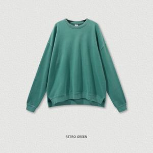 Sudadera con capucha de algodón lavado, bordada, ecológica, cortavientos, estilo vintage americano, holgada, con cuello redondo, para otoño - Product Image 4