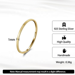 Hot Selling 925 Sterling <b>Silver</b> 14K Gold Plated Couple Smooth <b>Ring</b> 1mm-3mm Simple Band <b>Ring</b> Plain <b>Silver</b> <b>Rings</b> <b>for</b> <b>Man</b> Women - Product Image 6