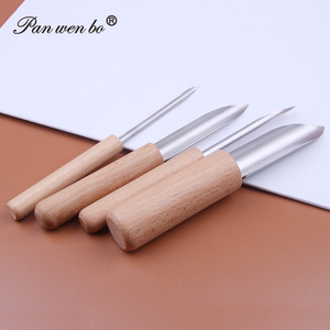 4 pièces coupe-trou semi-rond manche en bois polymère argile poinçon pour coupe-céramique <span class=keywords><strong>poterie</strong></span> sculpture Art fournitures - Product Image 4