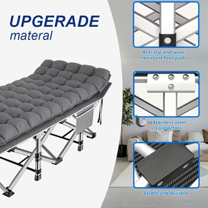 Lit de camping pliable portable pour adultes avec matelas pour la sieste à la maison, au bureau, en plein air, la randonnée, la pêche - Product Image 4