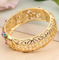 Bracelet en émail de style Pékin |   Filigrane creux, bijoux ethniques rétro plaqués or