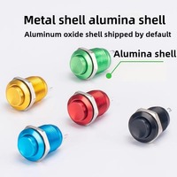 Mini interrupteurs à bouton-poussoir à réinitialisation automatique de 12MM Tête haute Point métallique Couleur de soudage Oxyde d'aluminium-Noir Rouge Jaune Vert Bleu