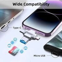 Adaptador de lector de tarjetas Mini TF SD 4 en 1 3,0 convertidor USB OTG USB C Hub Compatible con tipo C Micro USB SD para teléfono