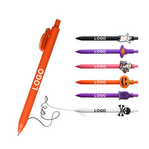 Fournitures de papeterie d'Halloween, design classique citrouille et fantôme, patchs en PVC souple, stylos à bille avec logo personnalisé pour cadeaux d'étudiants - Product Image 1