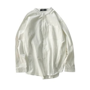 Camicia Casual <span class=keywords><strong>da</strong></span> <span class=keywords><strong>Uomo</strong></span> a Maniche Lunghe in <span class=keywords><strong>Lino</strong></span>/Cotone Tinta Unita Semplice per Primavera e Autunno - Product Image 5