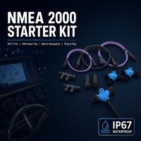Kit de Inicio de Alimentación N2K NMEA 2000 DIN, Cable de Conexión, Terminador, Conector en T, M12 de 5 Pines, Impermeable IP67, Macho/Hembra, 60V, Latón Dorado