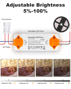Alimentation électrique pour éclairage LED avec interrupteur à LED en plastique ultra fin, 12V 24V, variateur de lumière LED à triac - Product Image 1