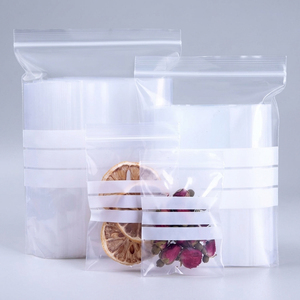Robuste 0,5mm LDPE Transparente Plastik-Reißverschlusstasche mit Weißen Beschriftungsfeldern und Wiederverschließbarem Verschluss für Lebensmittelaufbewahrung - Product Image 1