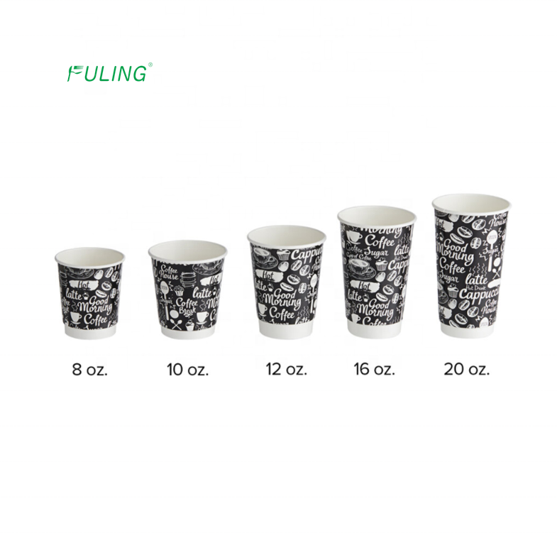 Биоразлагаемая кофейная упаковочная чашка to go, горячие изолированные кофейные чашки, печатная бумажная чашка с двойными стенками 10 унций с крышками