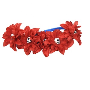 Custom all'ingrosso <span class=keywords><strong>giorno</strong></span> messicano del rosso morto ciocche floreali donne ragazze fiore Hairband Festival Costume <span class=keywords><strong>festa</strong></span> - Product Image 6
