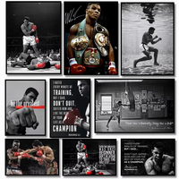 Affiche murale Boxer Art Déco Mike Tyson Muhammad Ali Citation inspirante Décoration intérieure Images Impressions Peinture MDF Salon